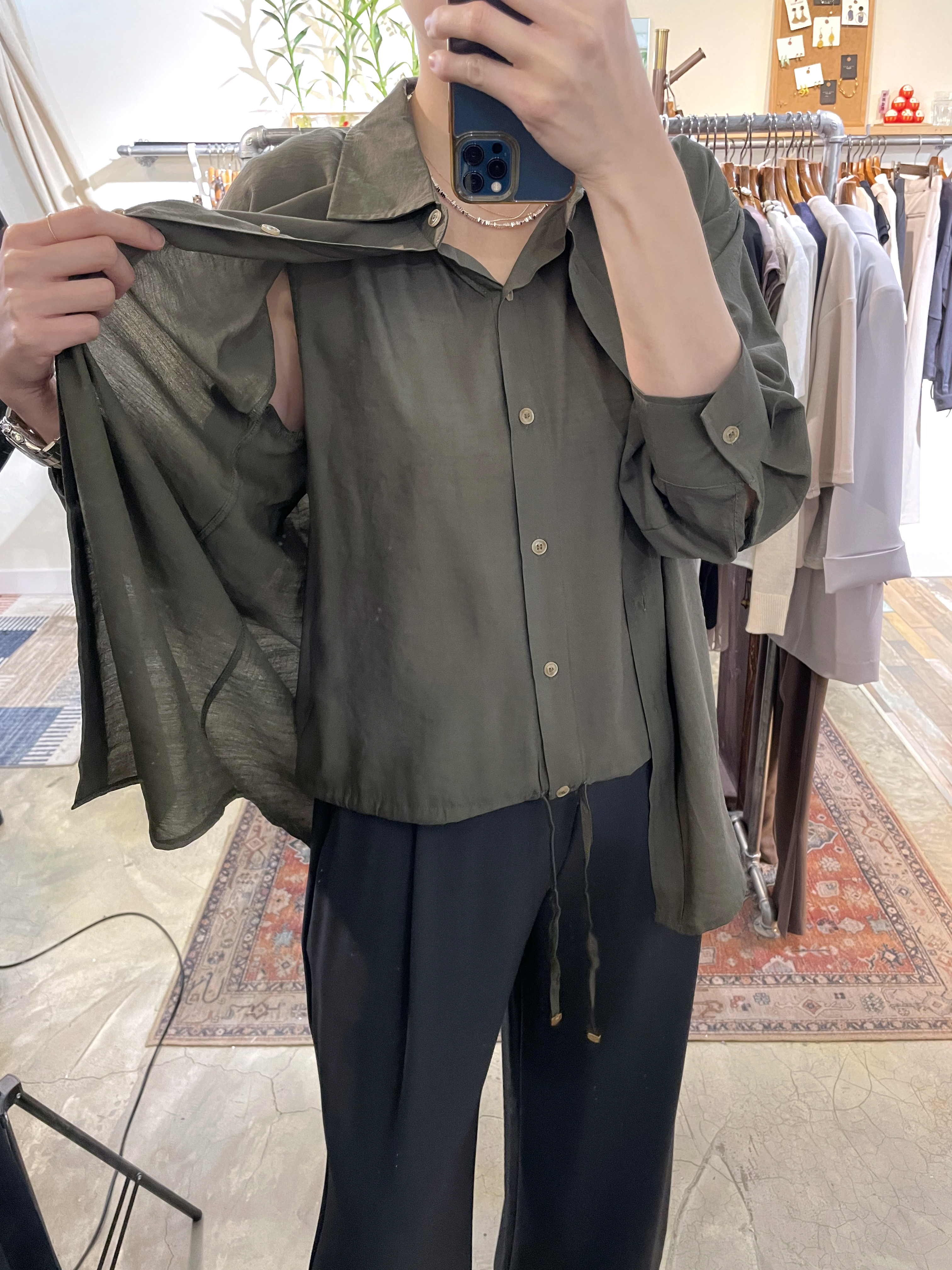 🔵 雙排扣鈕雪紡恤衫 🔵