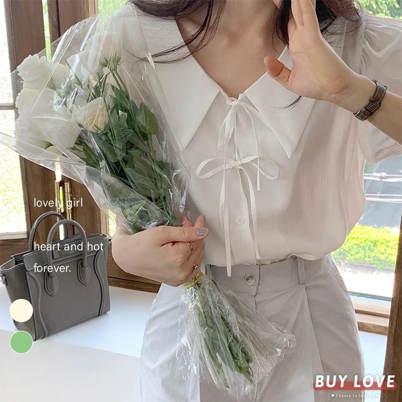 【直播】BL082907 BuyLove 大領綁帶設計短袖襯衫