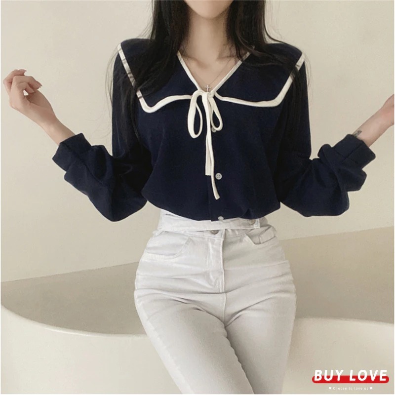 【直播】BL082908 BuyLove 滾邊綁帶長袖襯衫