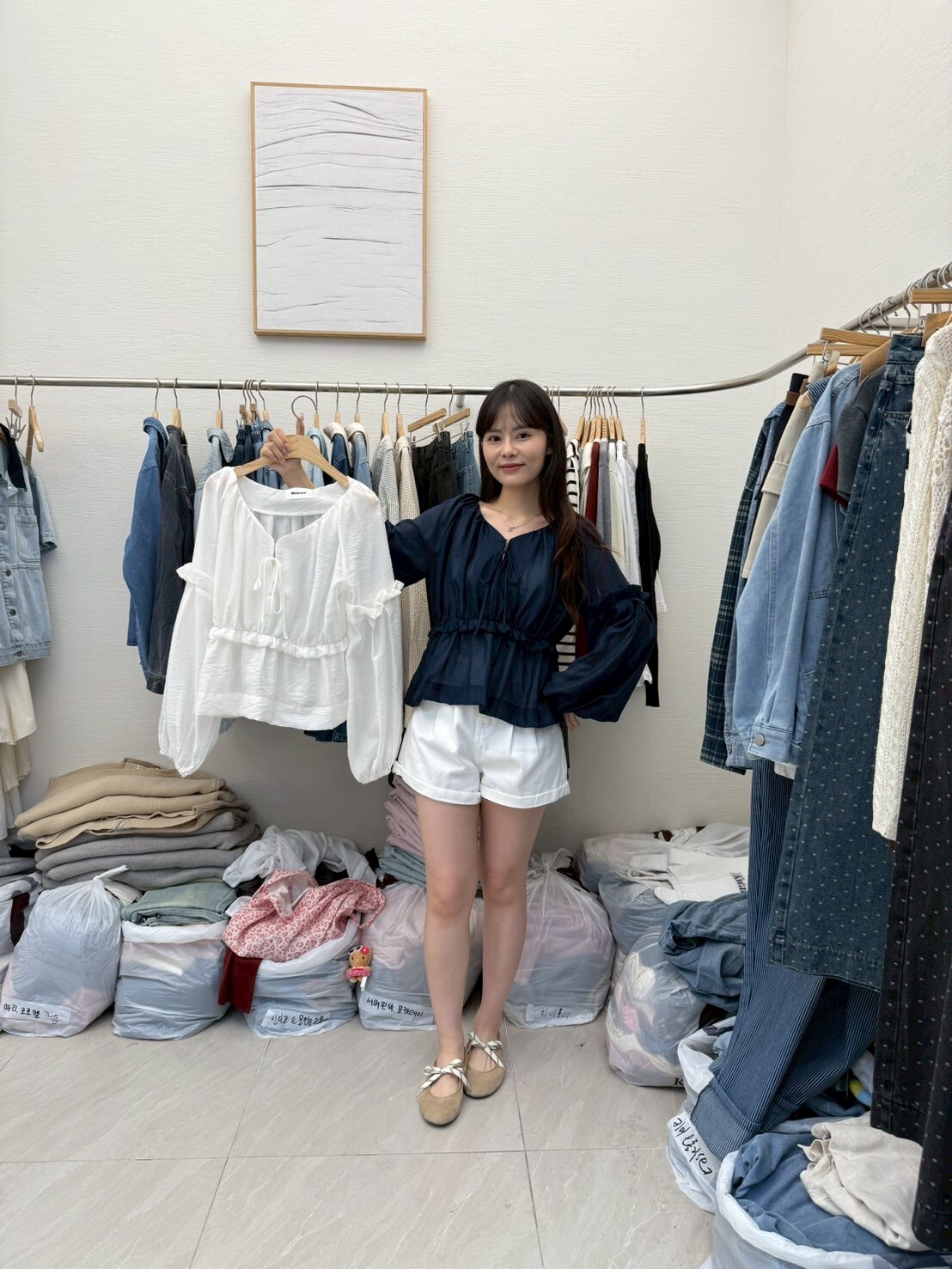 MI5040 法式收腰泡泡上衣