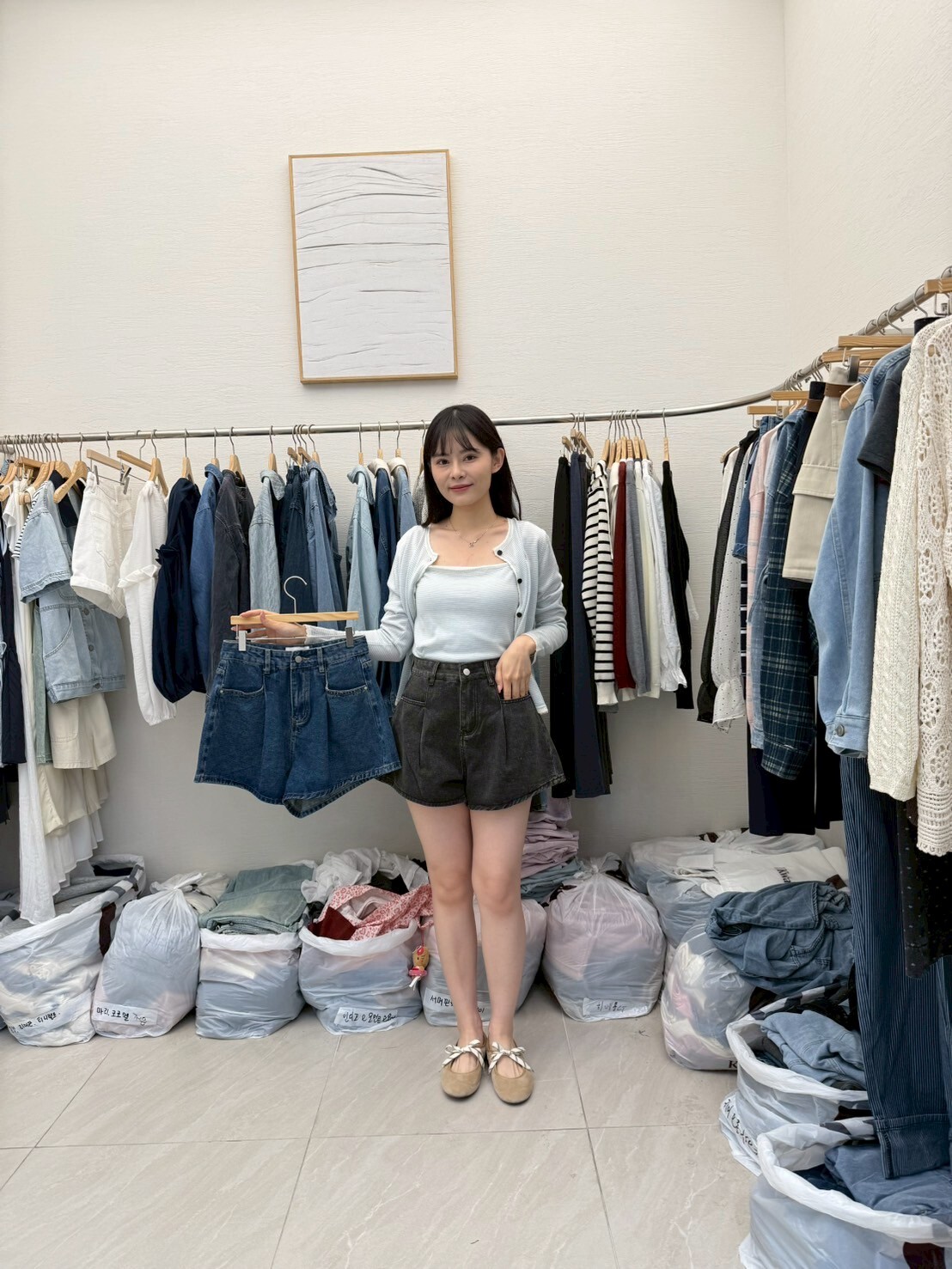 MI5022 A型打摺牛仔短褲