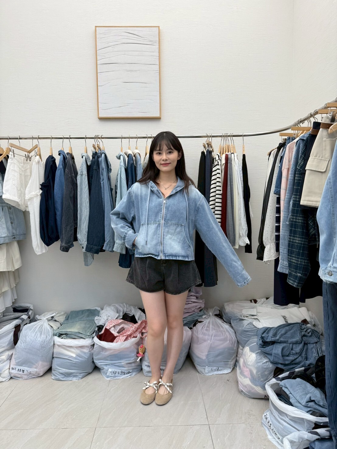 MI5008 短版連帽水洗牛仔外套