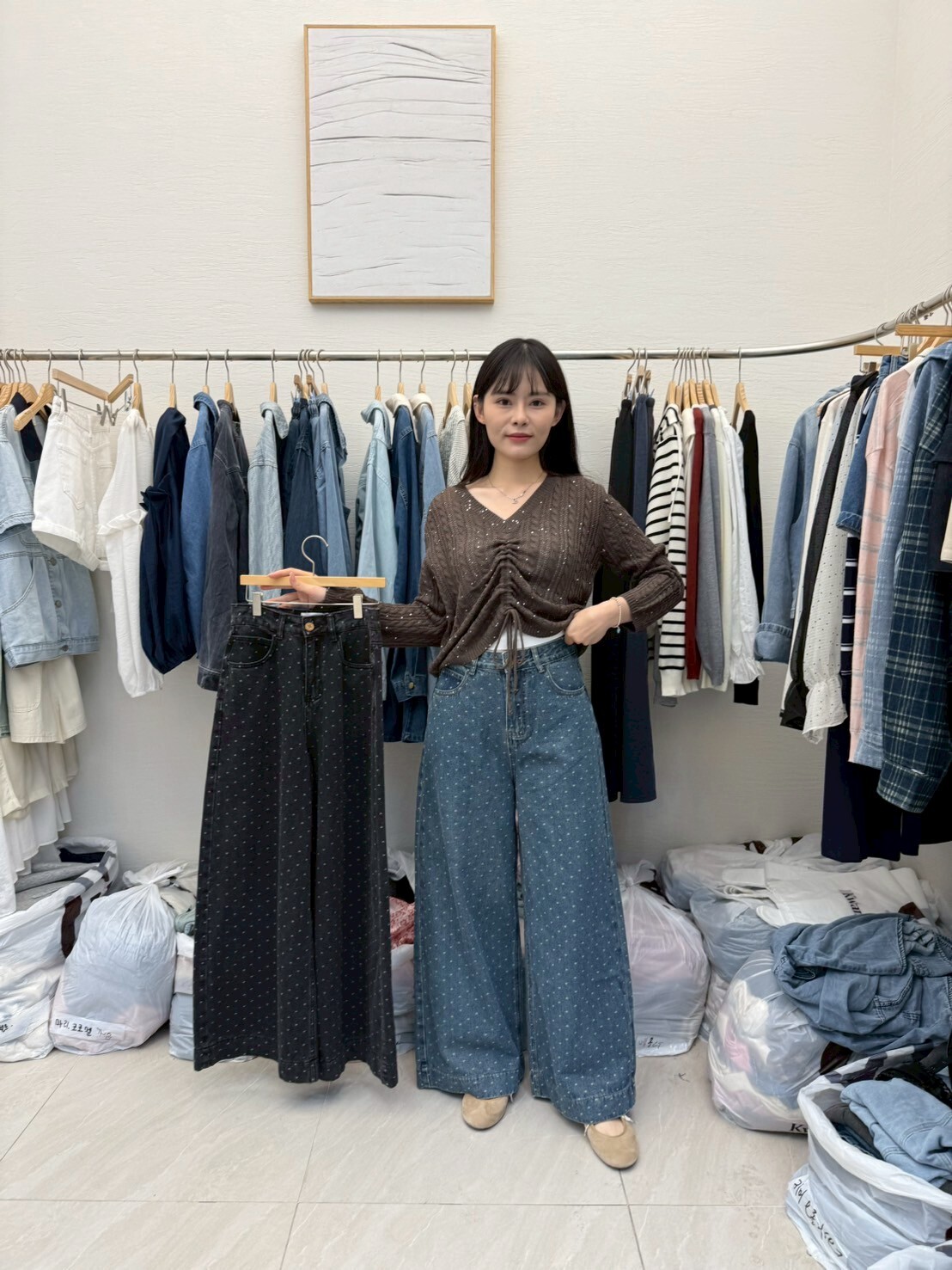 MI5025 心型點點寬鬆牛仔褲