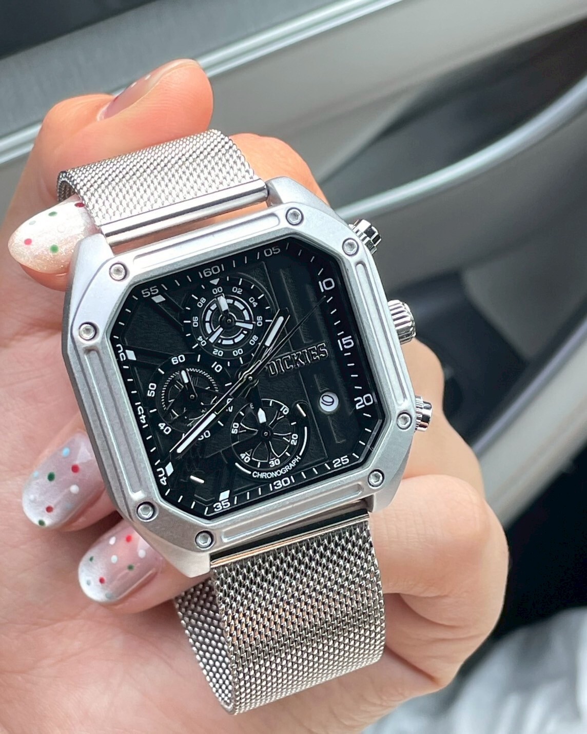 Dickies 三眼小方錶 手錶 石英機芯 防水 黑金/銀黑 兩色