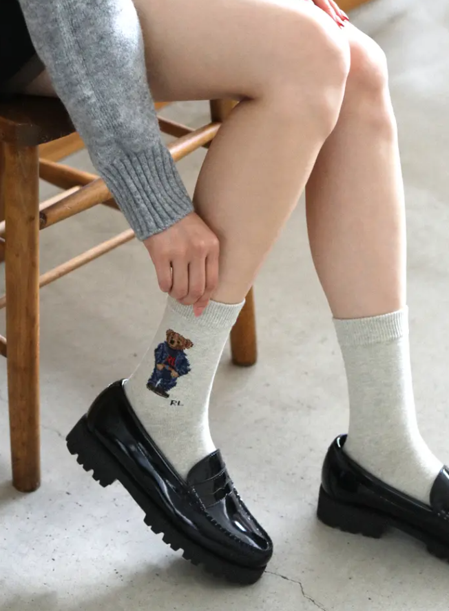 [預購] 靴下屋 RL 丹寧熊中筒襪
