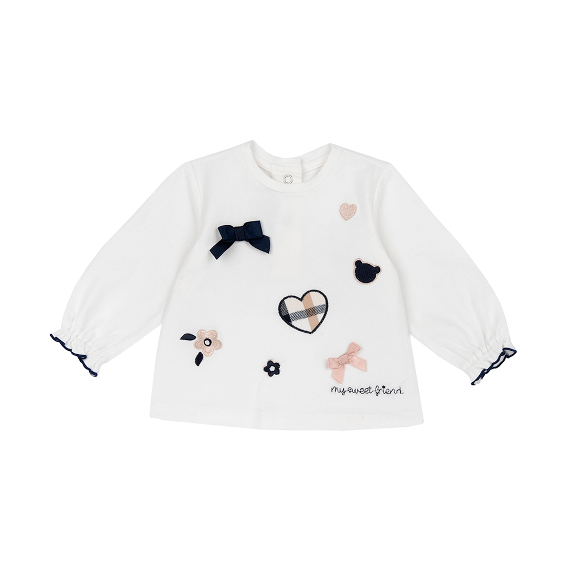泰迪公主-繡愛心+小熊長袖上衣