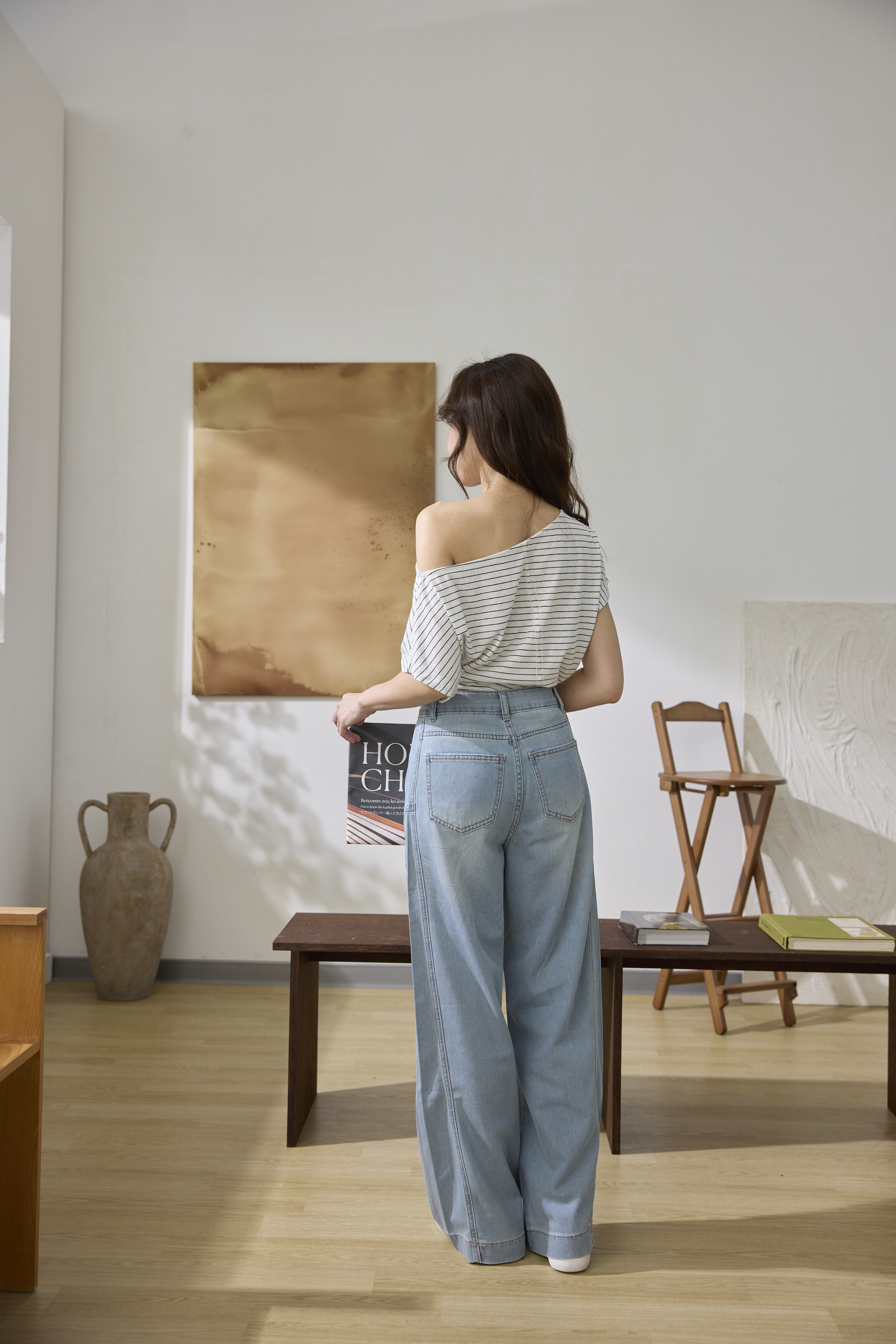 Black Label-立體線條天絲牛仔褲