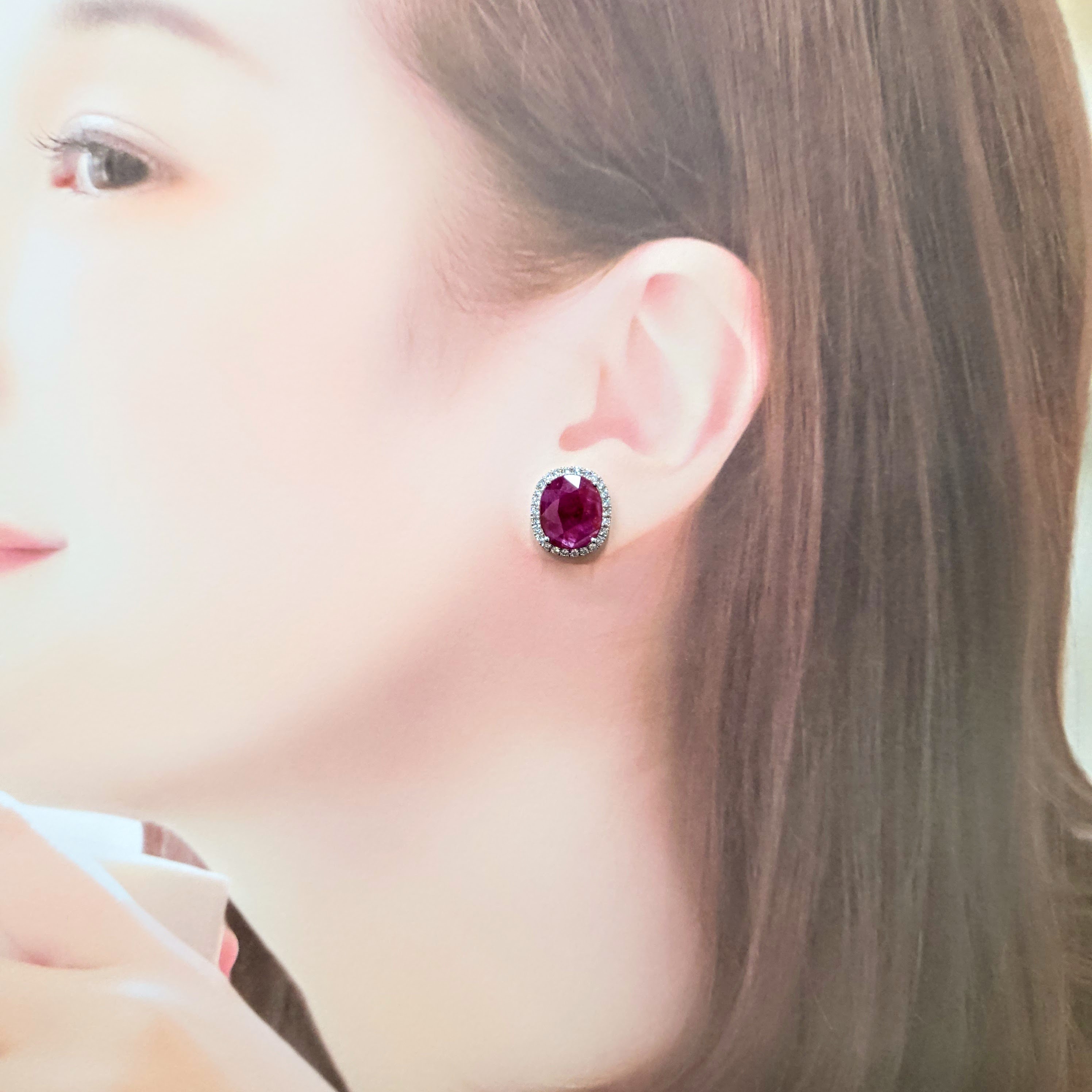 18K White Gold 12.71ct Ruby and Diamond Earrings