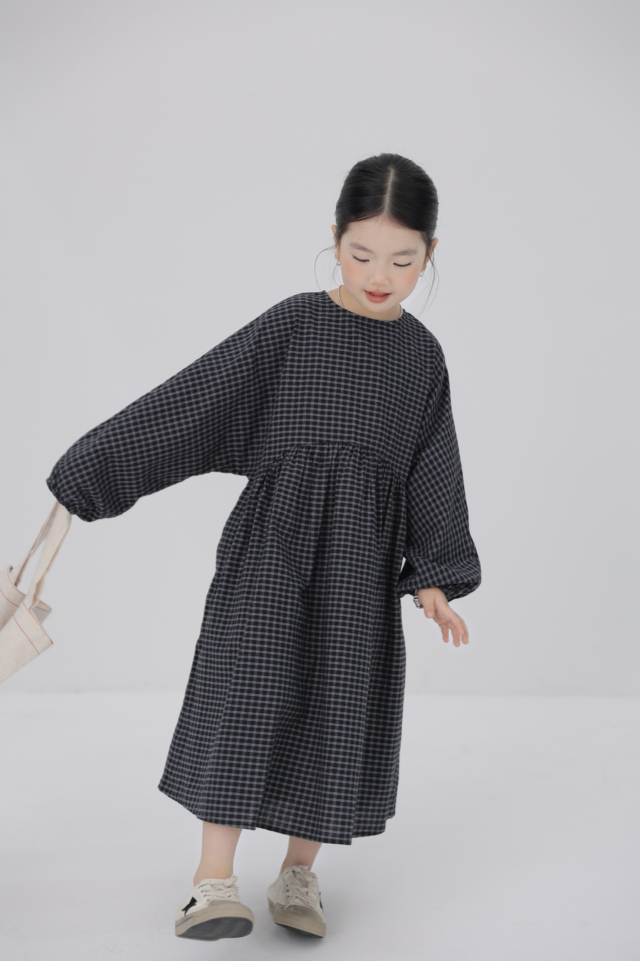 親子裝_日系水嘎格子洋裝