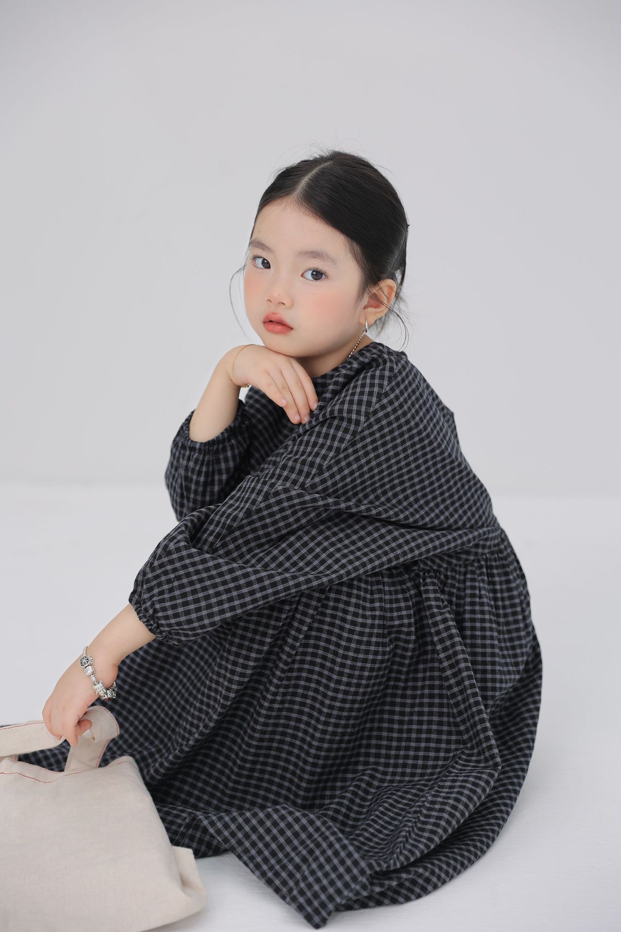 親子裝_日系水嘎格子洋裝