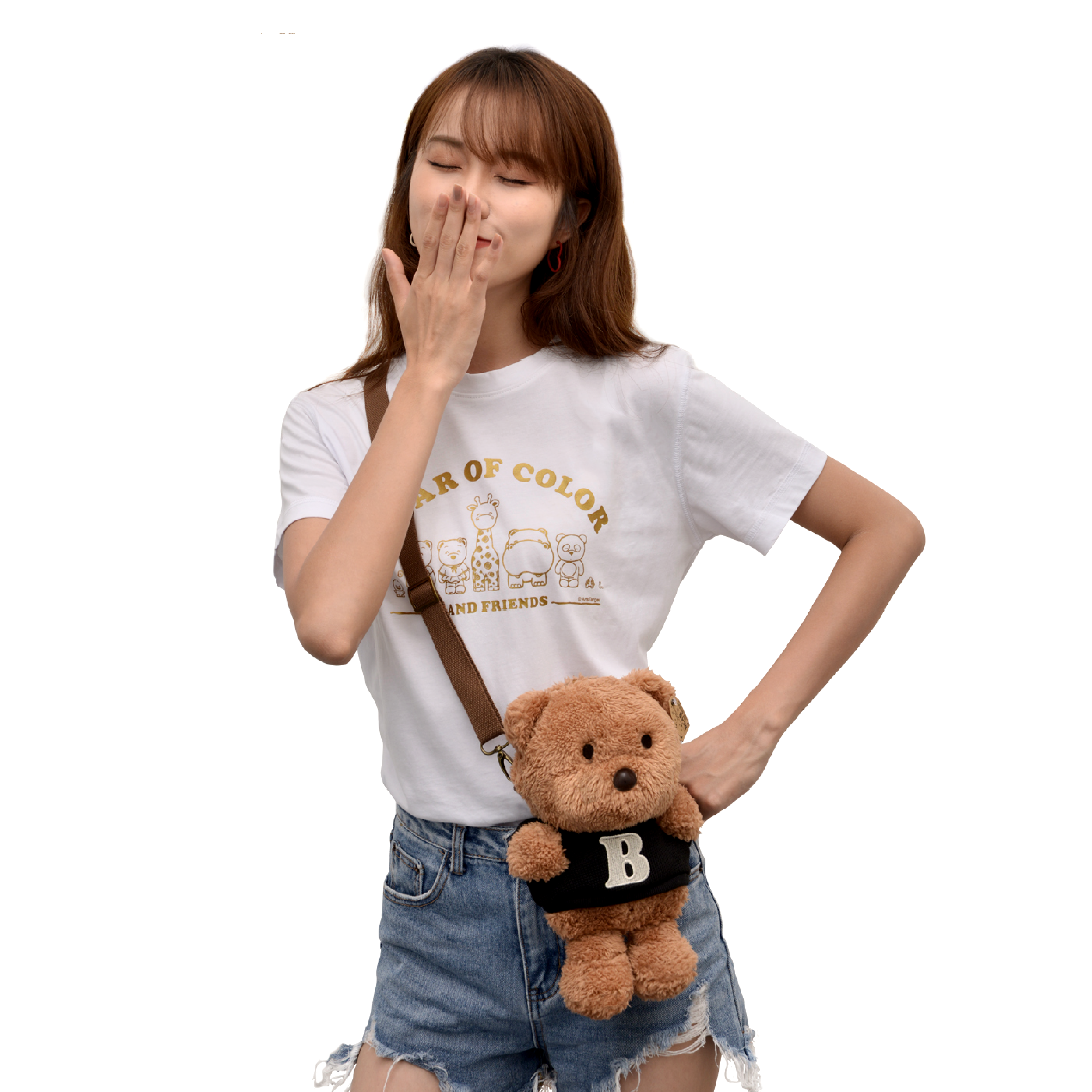 B.O.C 毛絨斜挎包 - 黑色毛衣 B字母