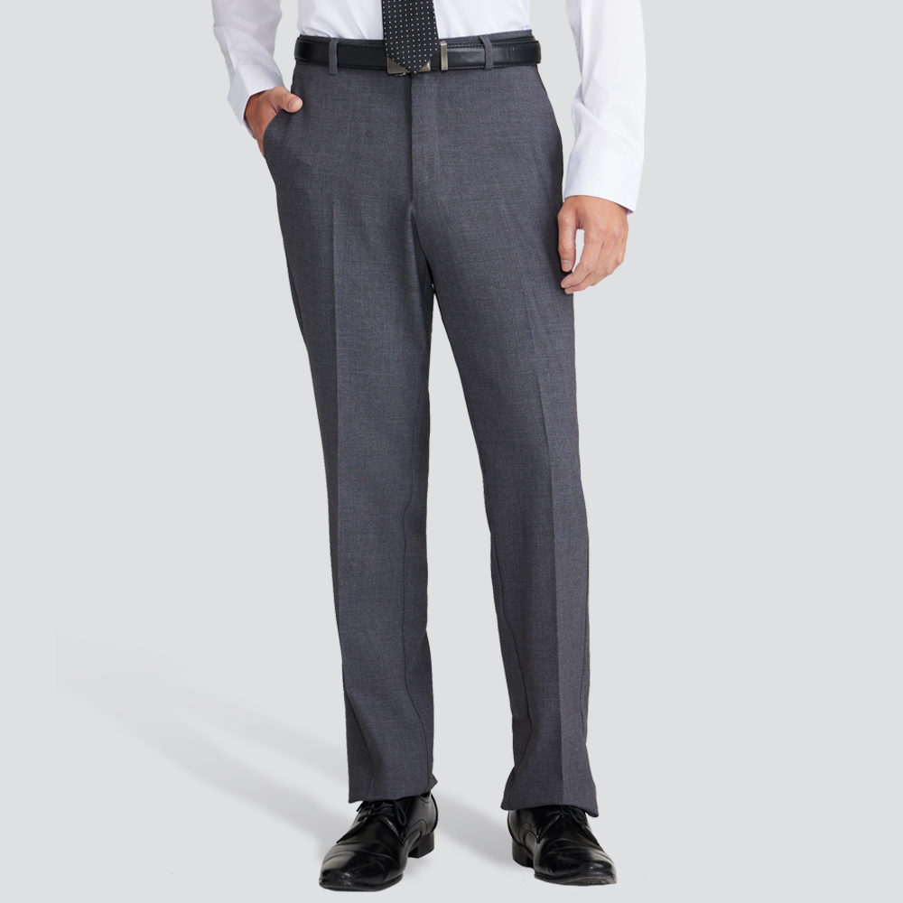 修身彈性西裝褲-麻灰