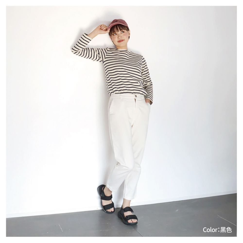 大阪樂步健康鞋 Re:getA輕量運動風魔鬼氈後帶涼鞋RE3099(BLK-黑色)