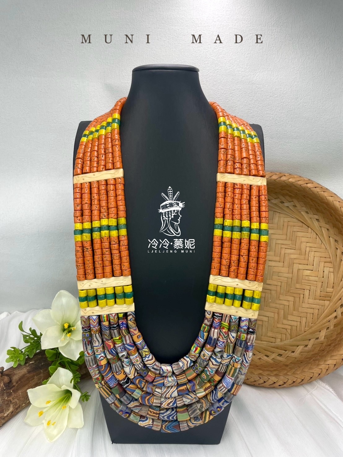 No.81傳統花珠六排複串長鍊80cm