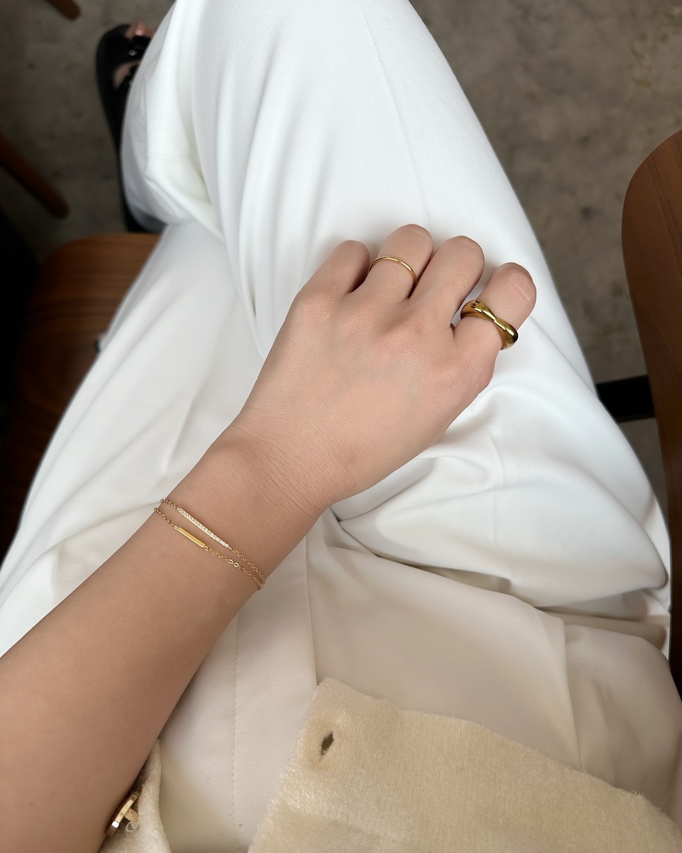 S925 elegant bar double chain bracelet