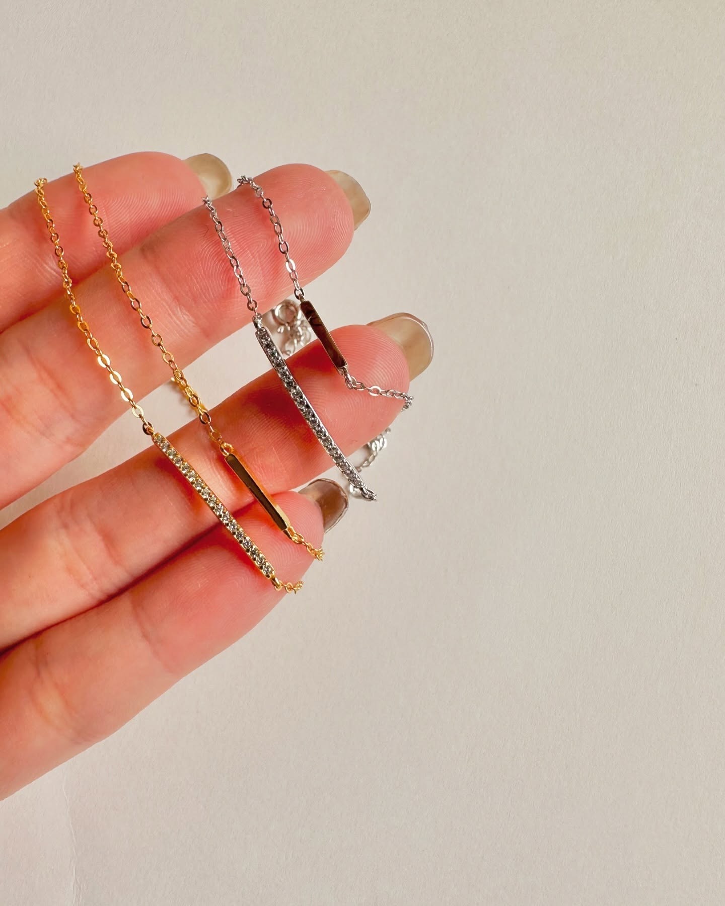 S925 elegant bar double chain bracelet