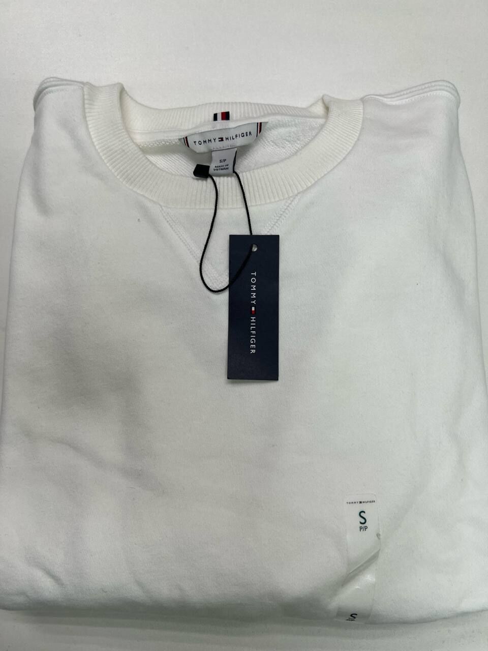 [S] TOMMY HILFIGER OPTIC WHITE CREWNECK SWEATSHIRT, XW05200-100 (STH1394)