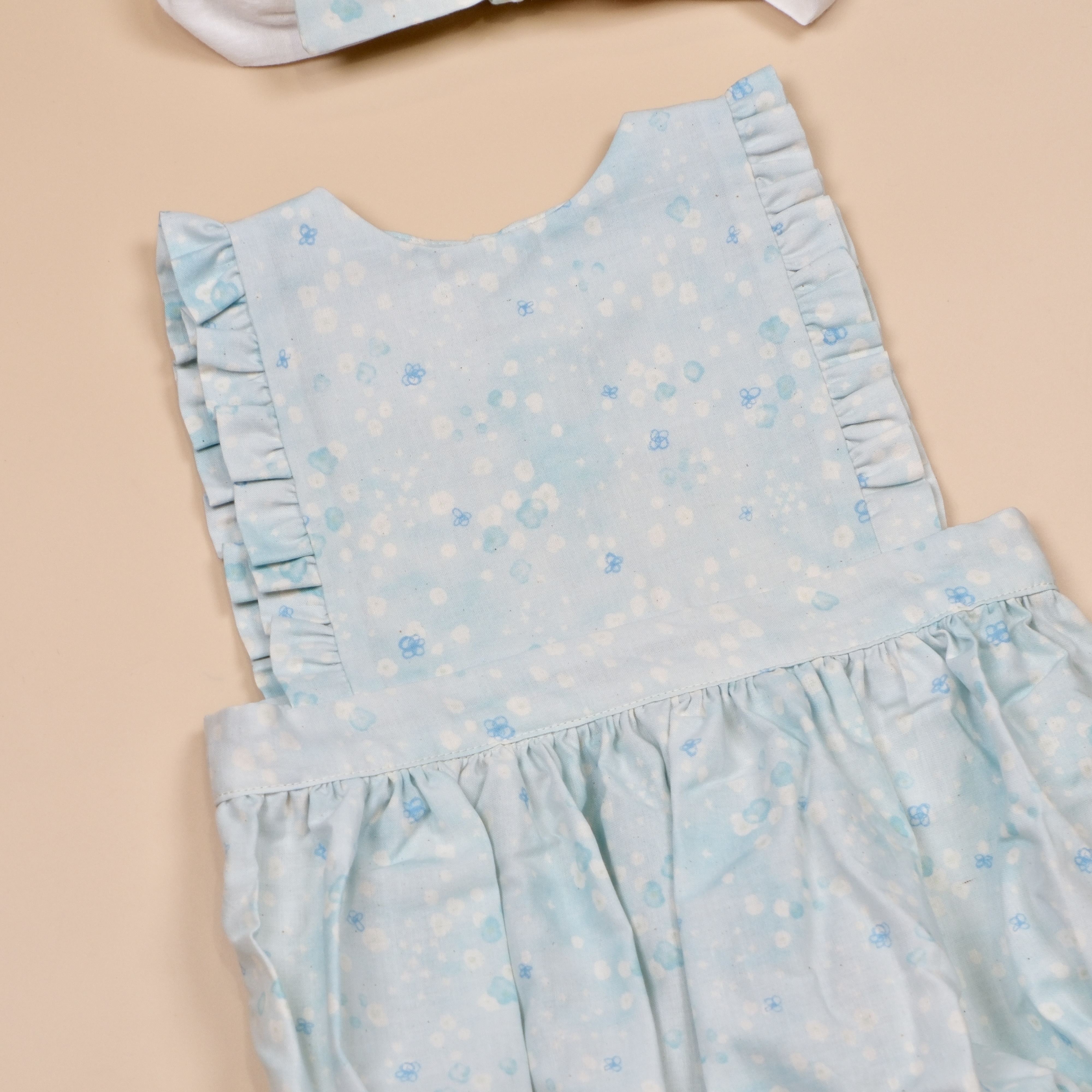 耳畔花語系列 ❈ 水彩花卉粉藍 ❈ 手作嬰幼兒無袖包屁衣