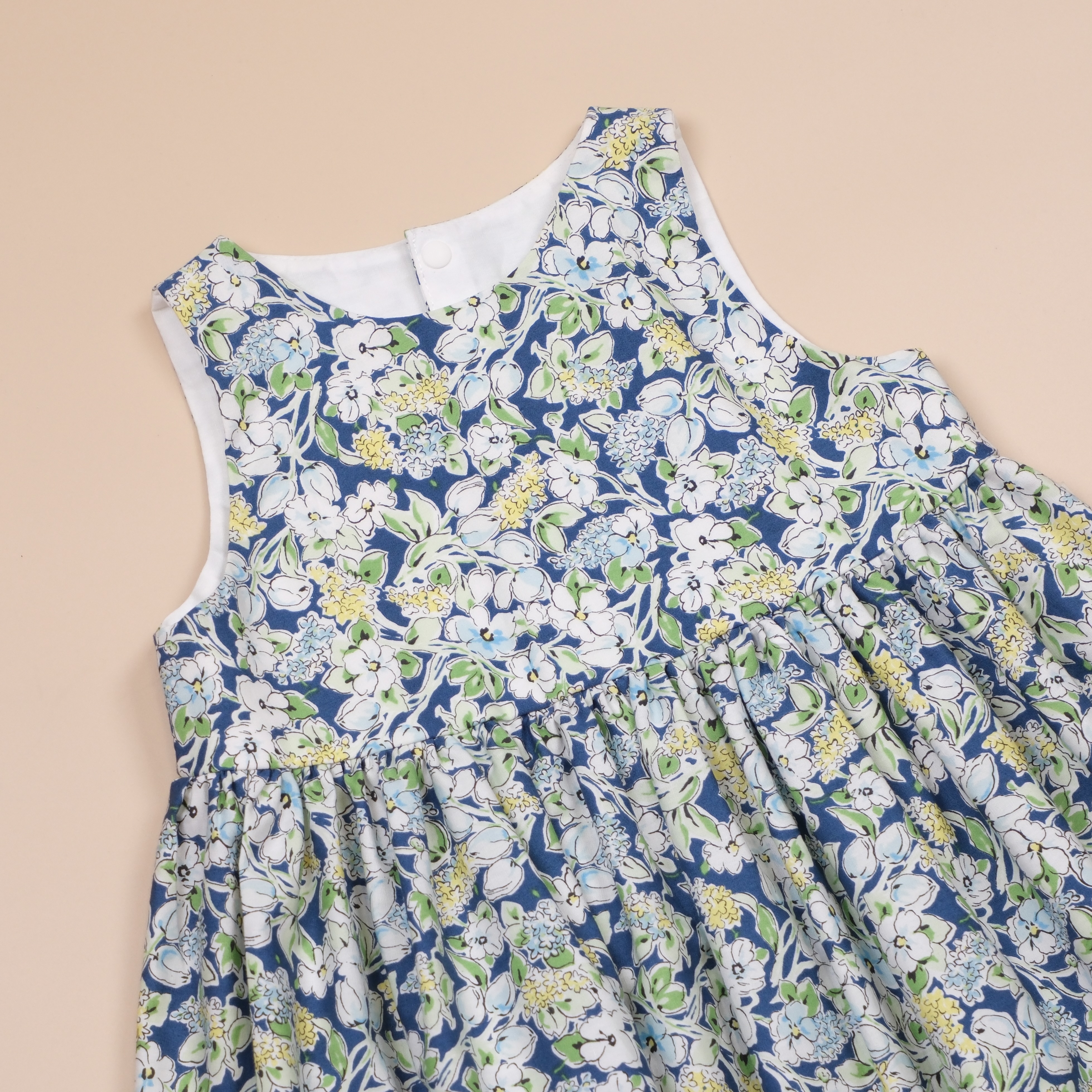 微風盛夏系列 ✺ 藍綠花 ✺ 手作女童無袖洋裝