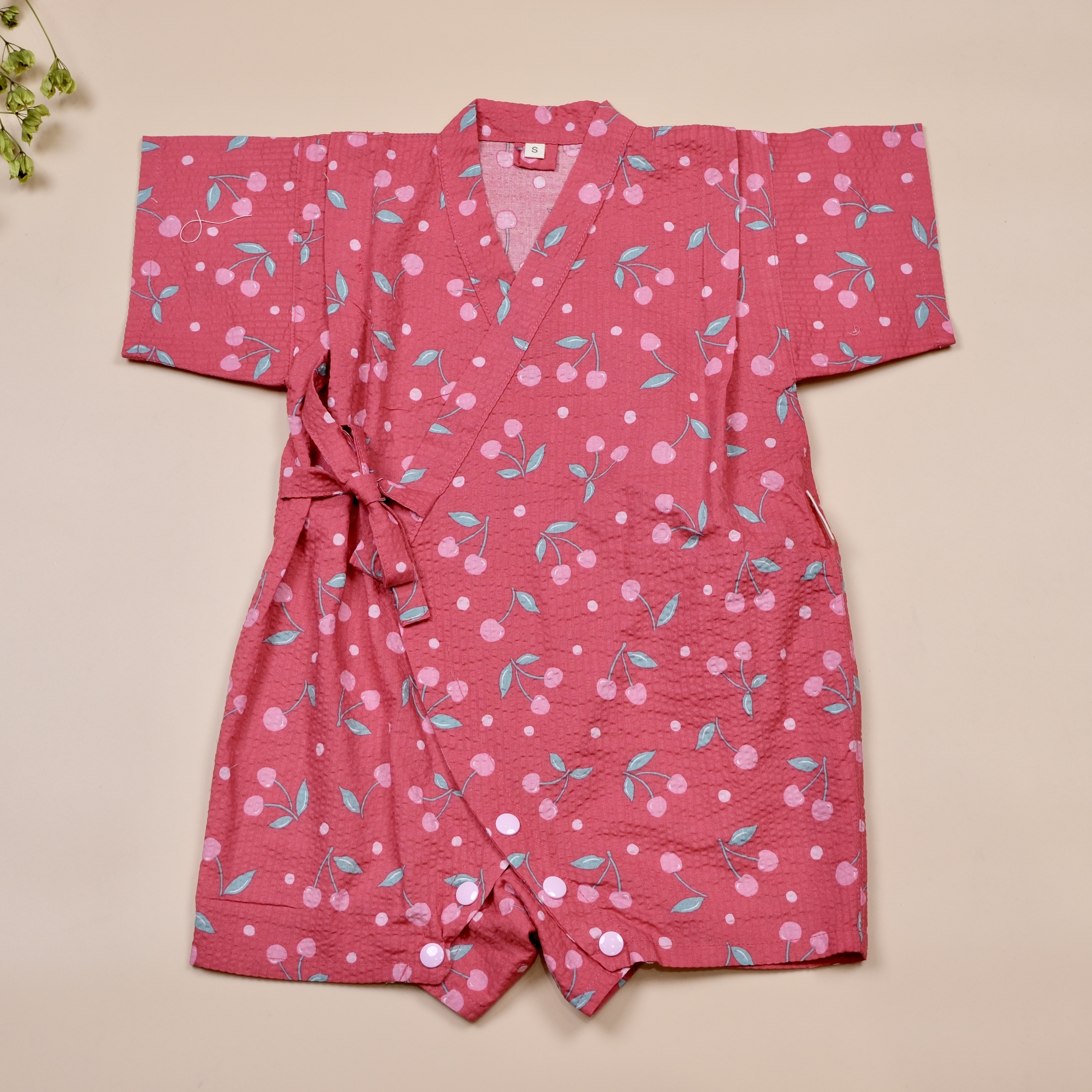 手作嬰幼童連身甚平 ❀ 櫻桃