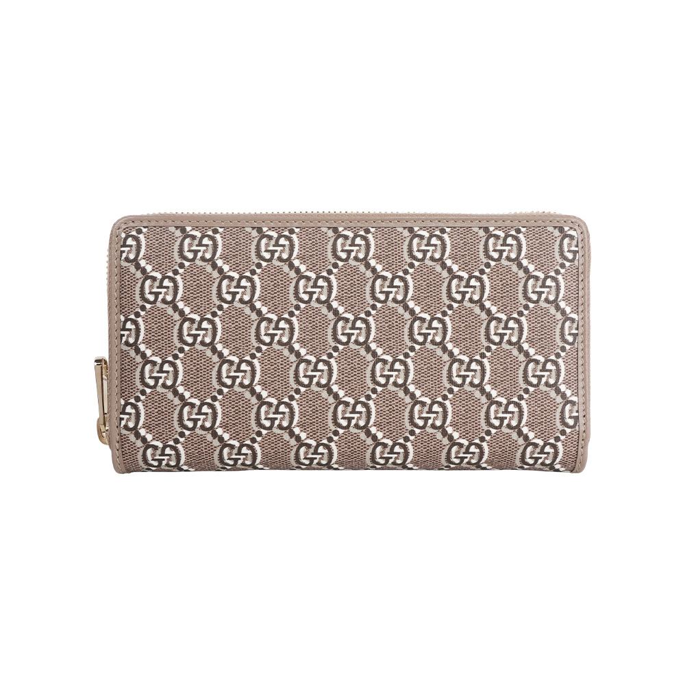 【GUCCI】GG Shadow 塗層帆布ㄇ形拉鍊長夾(奶茶色)