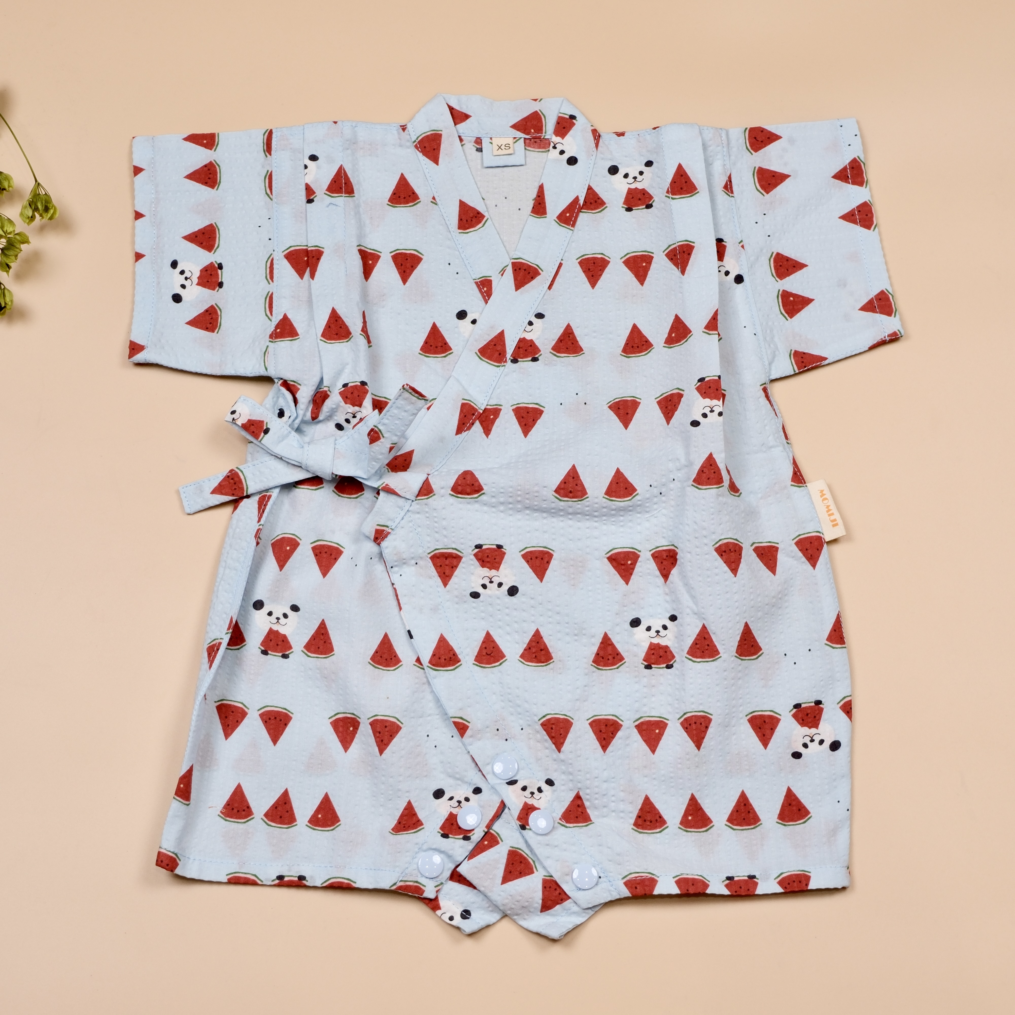 手作嬰幼童連身甚平 ❀ 熊貓吃西瓜