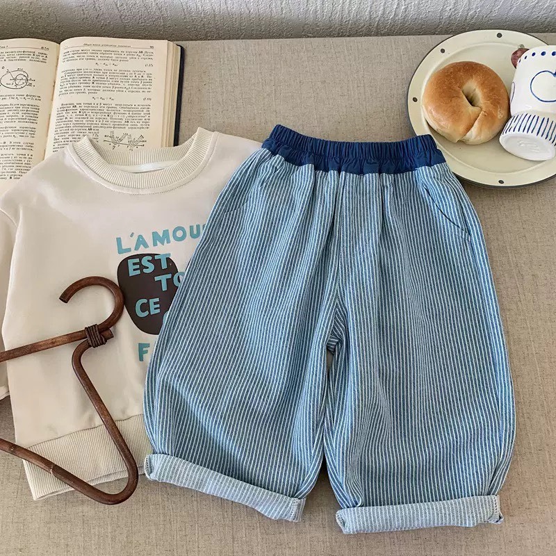 寬鬆休閒條紋褲