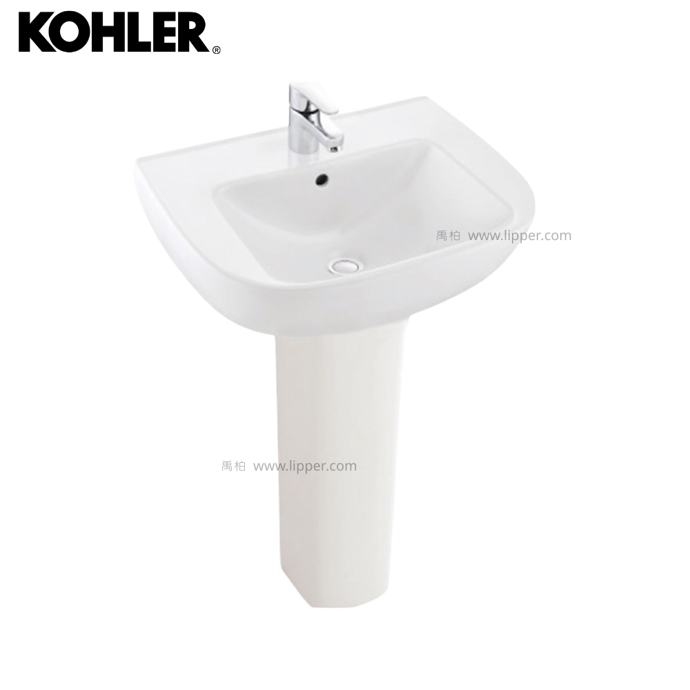★ 經銷精選優惠 ★ KOHLER Reach 瓷柱面盆(57.2cm) K-72449X-1-0