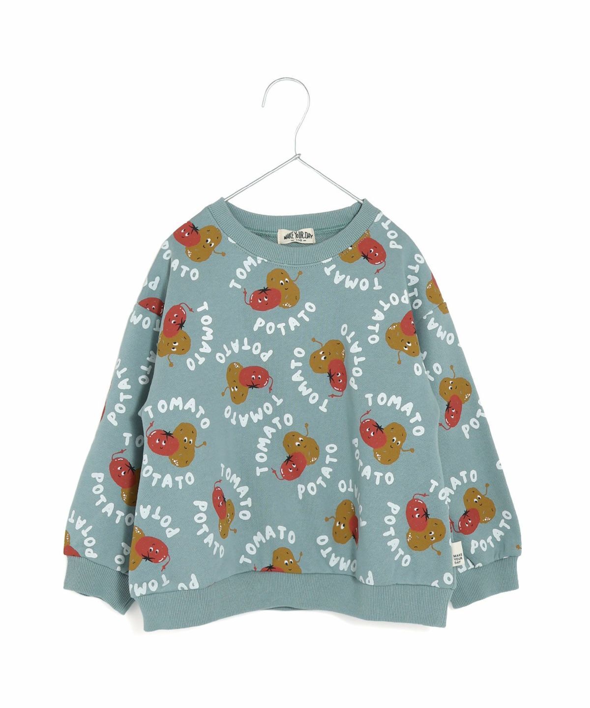日本 MYD 馬鈴薯&番茄好朋友 長袖衛衣 (薄荷綠，120) M540126