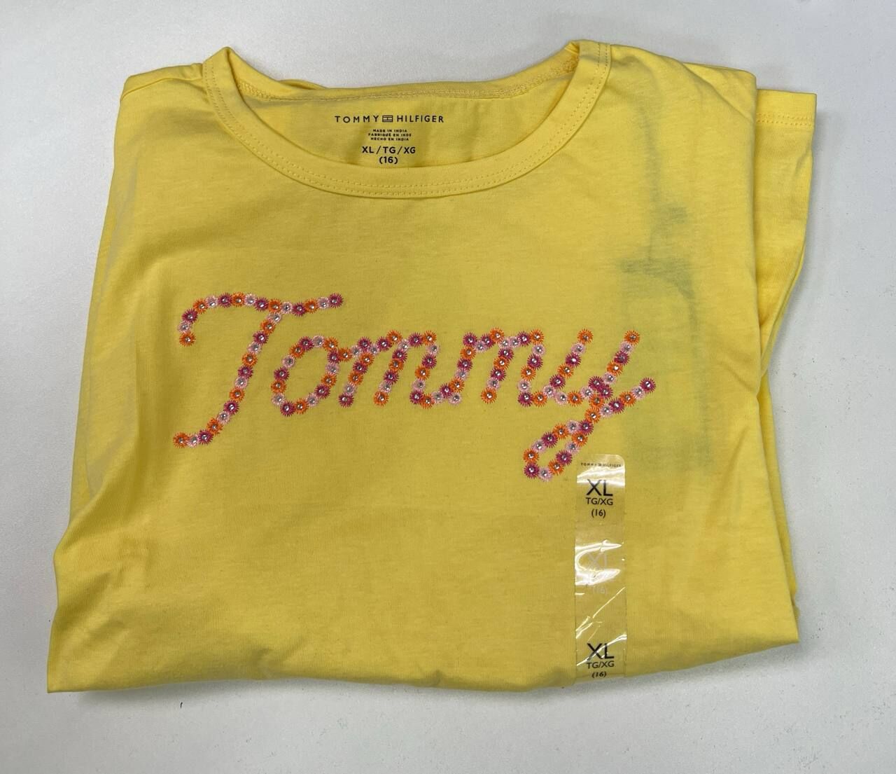 [S] TOMMY HILFIGER CITRONELLA KIDS' DAISY LOGO TIE-HEM T-SHIRT, XG01458-720 (STH1413)