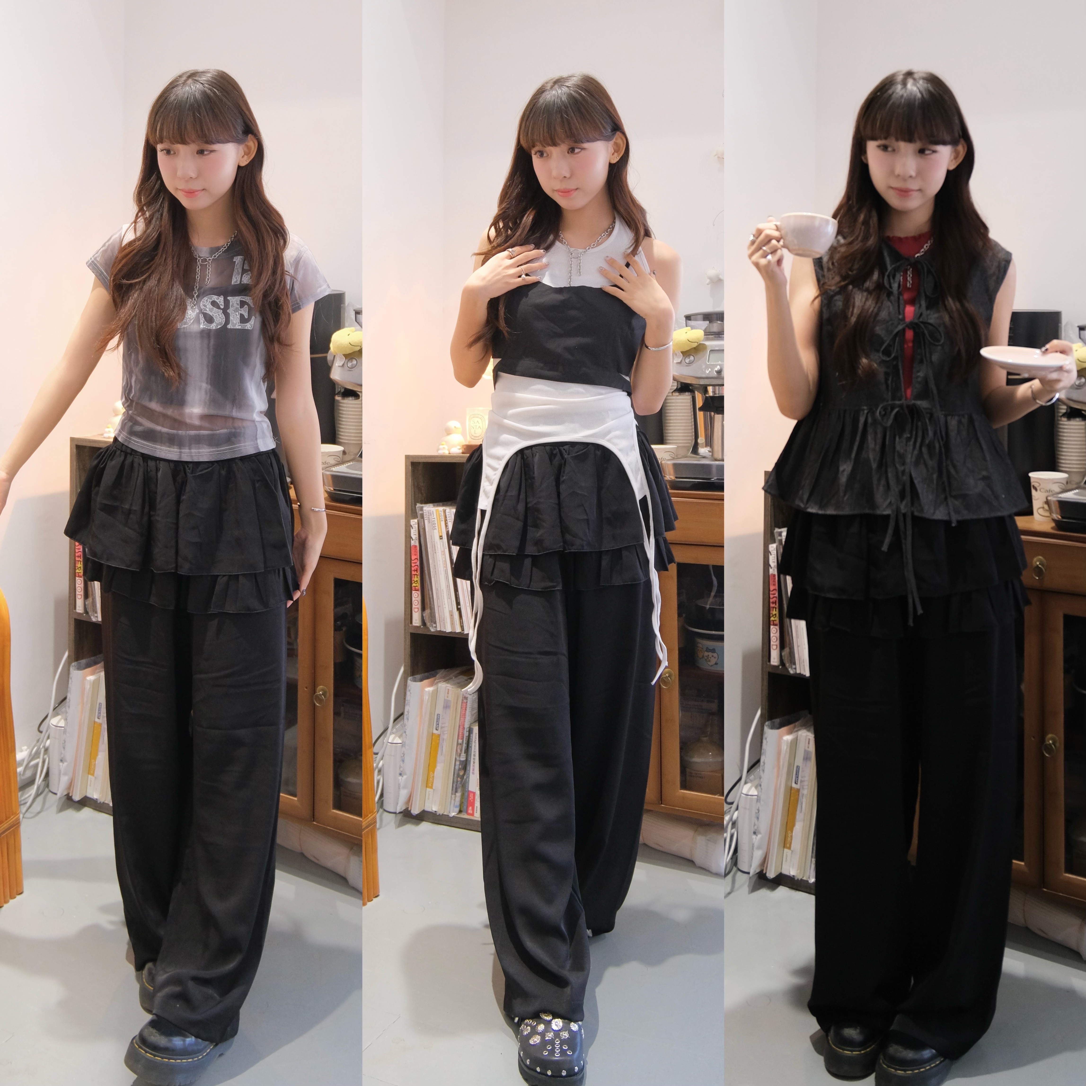 滑滑料垂墜LAYER PANTS