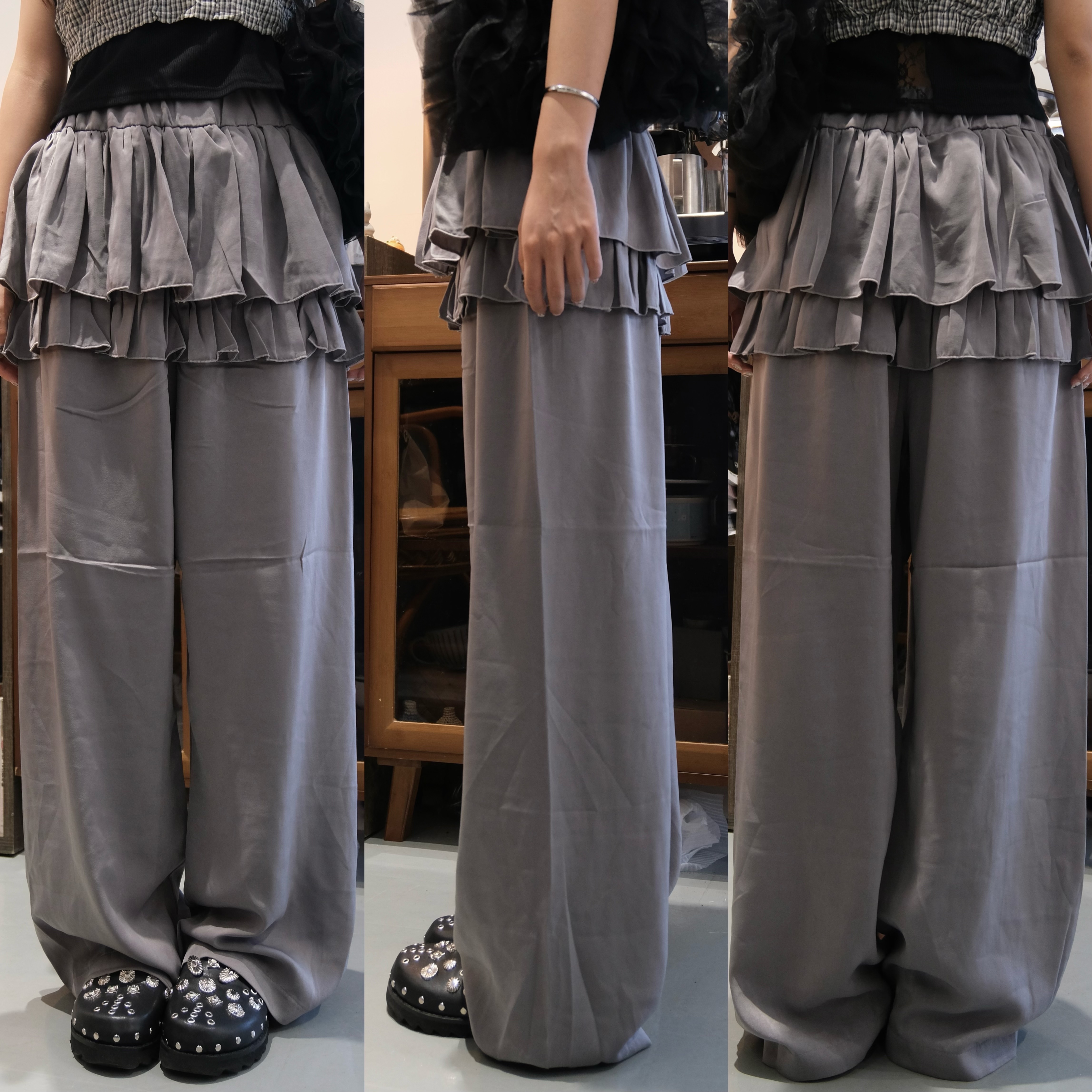 滑滑料垂墜LAYER PANTS