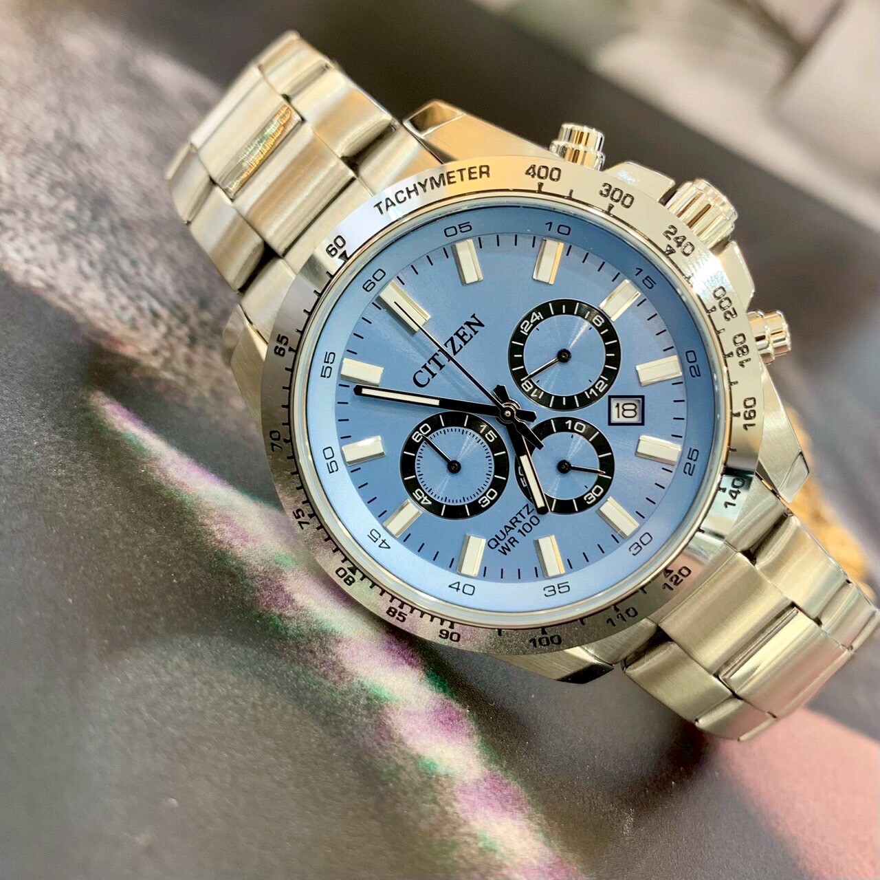 【CITIZEN 星辰】三眼石英計時AN8230-59L 44mm 現代鐘錶