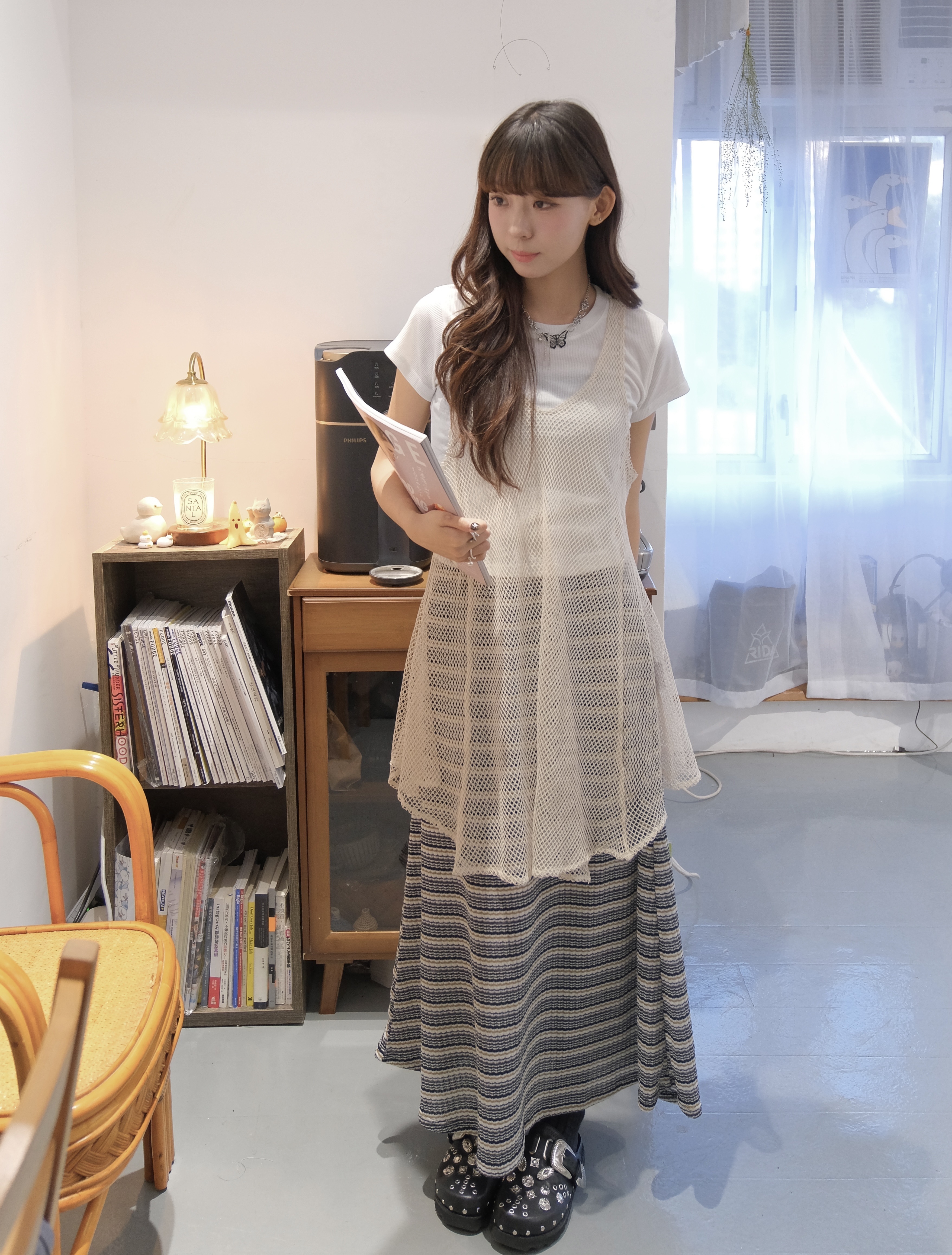 [兩色入] 針織撞色休閑SK(Black)