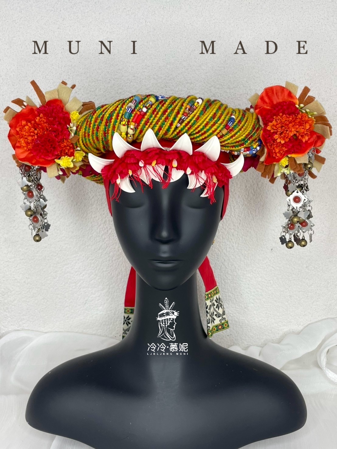 M-No.2毛線串珠花環56cm