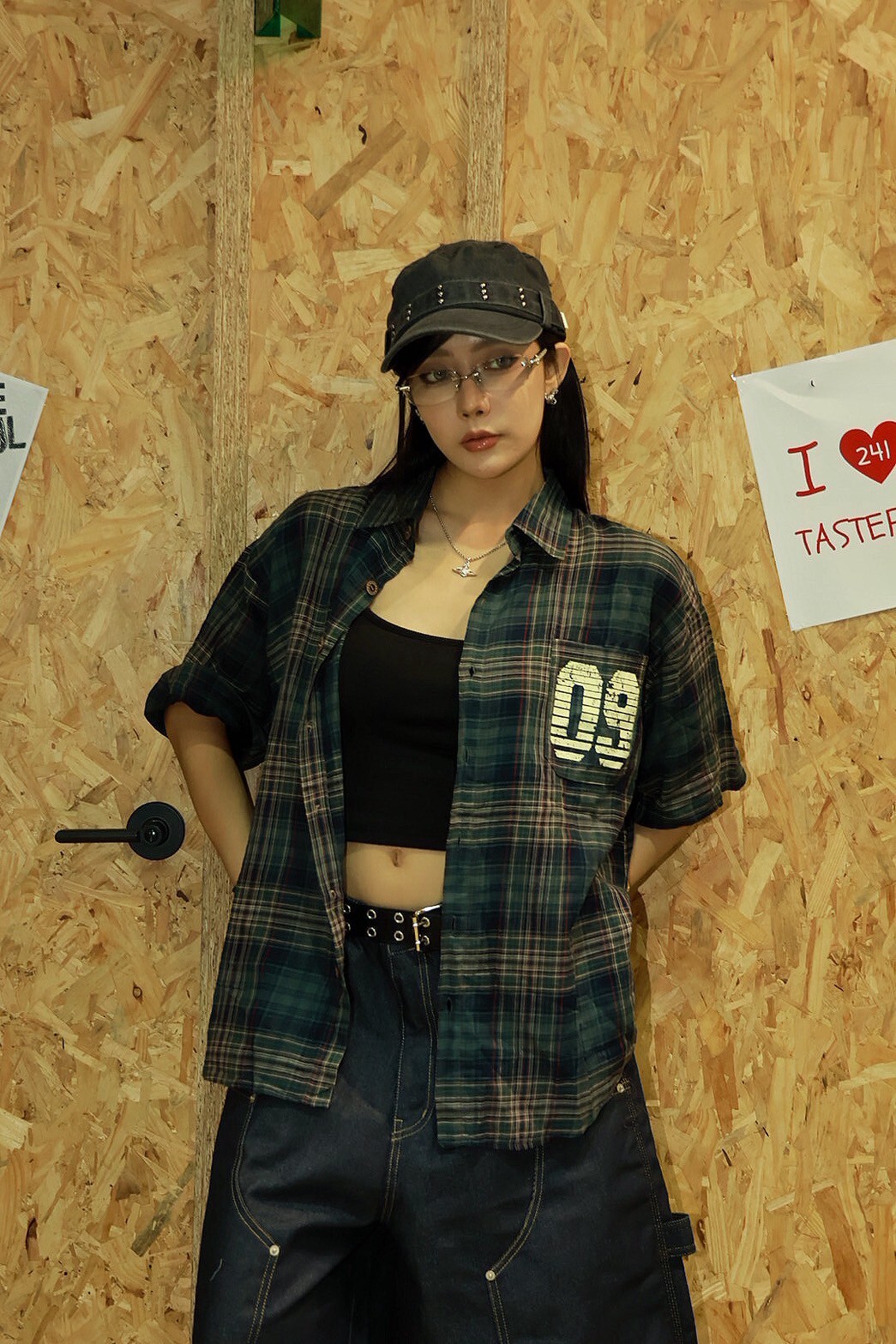 格紋 排扣 09 短袖 #襯衫