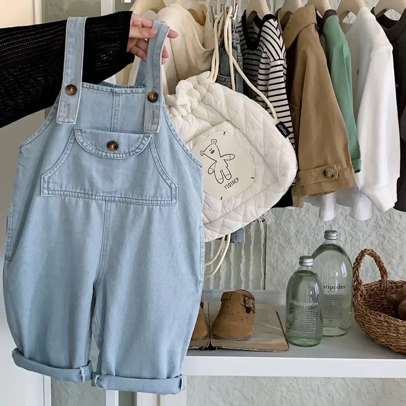 休閒牛仔吊帶長褲