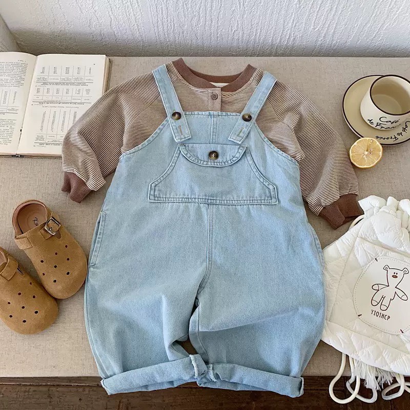 休閒牛仔吊帶長褲