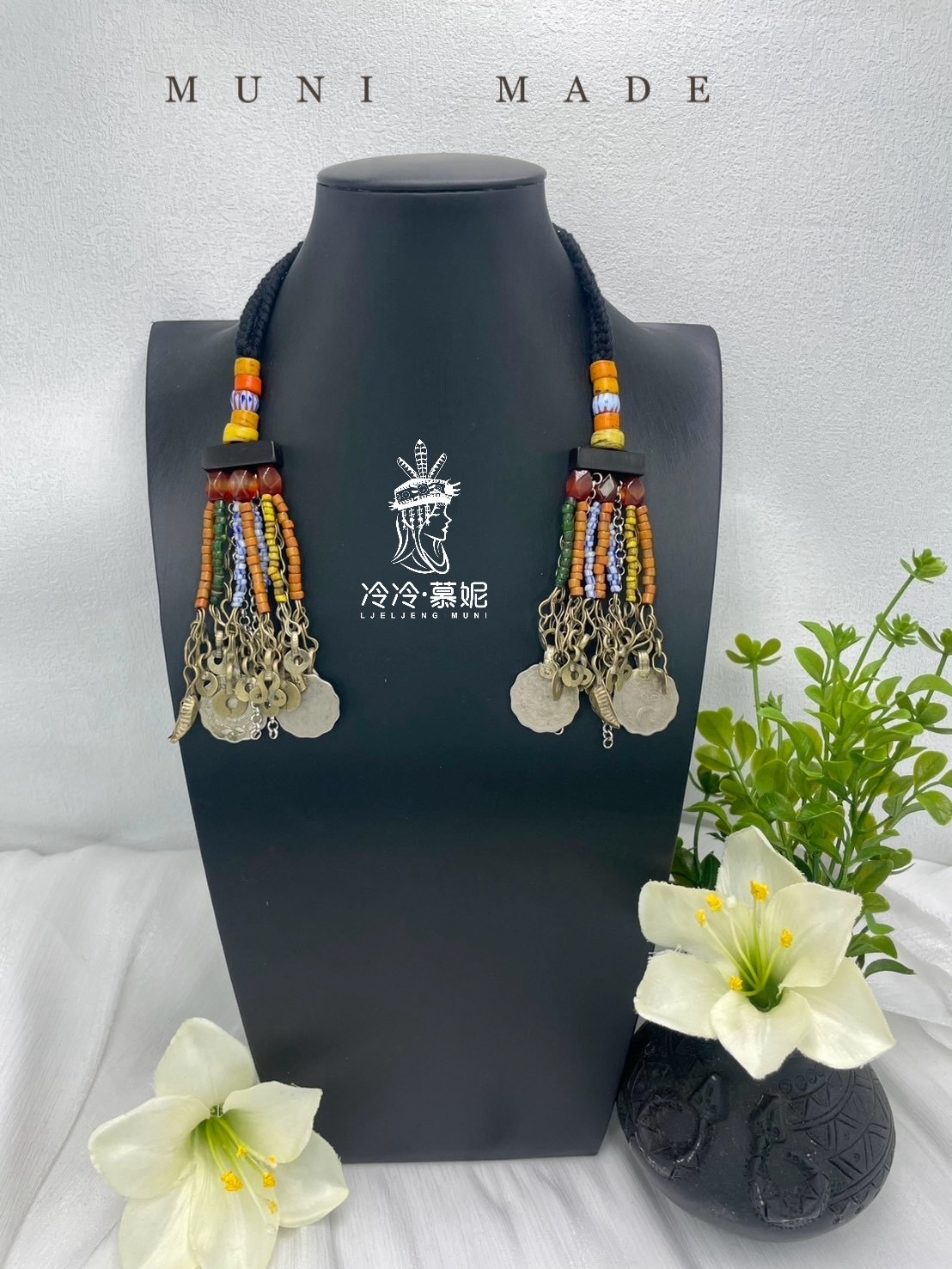 M-No.81貿易老珠少女耳掛12cm