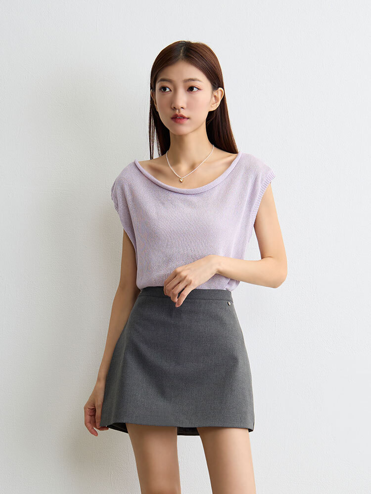 OH!HER 領口捲邊晴晴紗無袖上衣