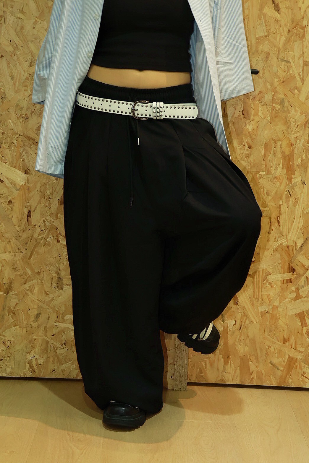 抽繩 縮口 闊腿版型 #西裝褲