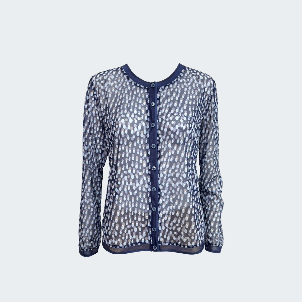 點描感透膚針織開襟外套