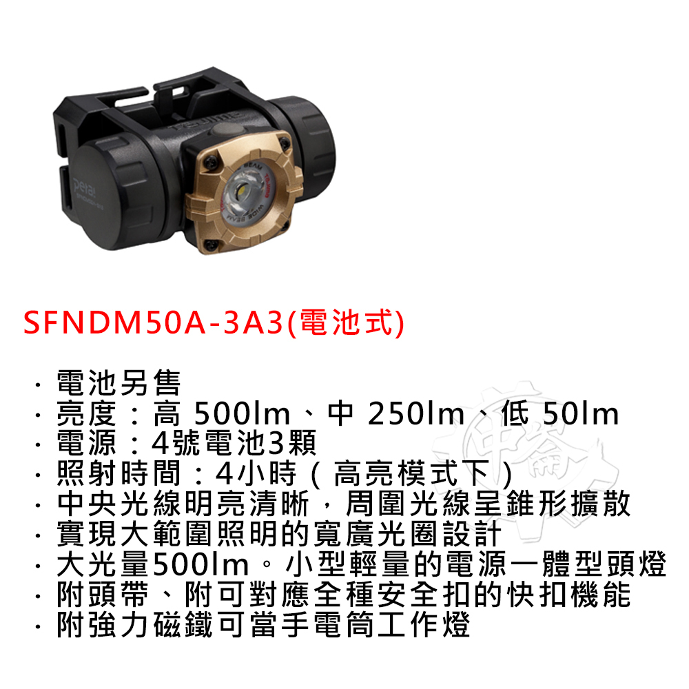 ＊中崙五金【附發票】田島 快扣式LED頭燈 SFNDM50A-N30(充電式)/SFNDM50A-3A3(電池式) 單售