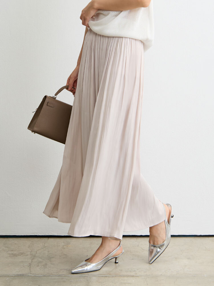 飄逸絲滑鬆緊休閒裙