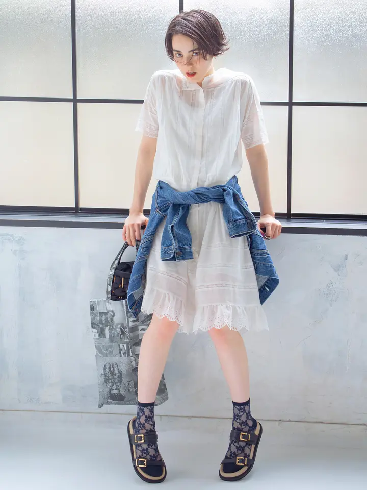 [連線優惠] 靴下屋 薄紗花卉蕾絲短襪