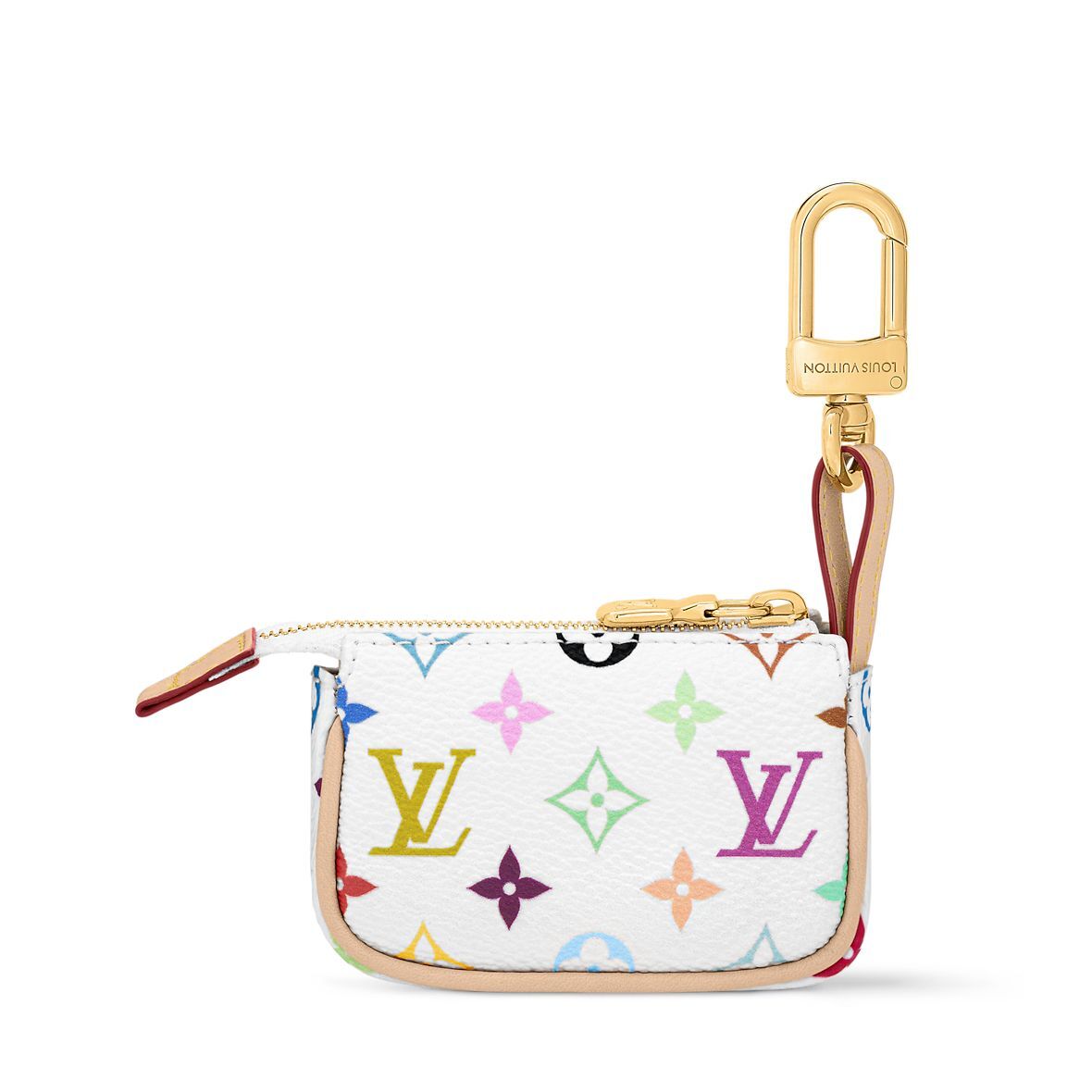 全新LV 零錢包/鎖匙包 M02460 村上隆白三彩包掛扣 #BRAND NEW #香榭站正品