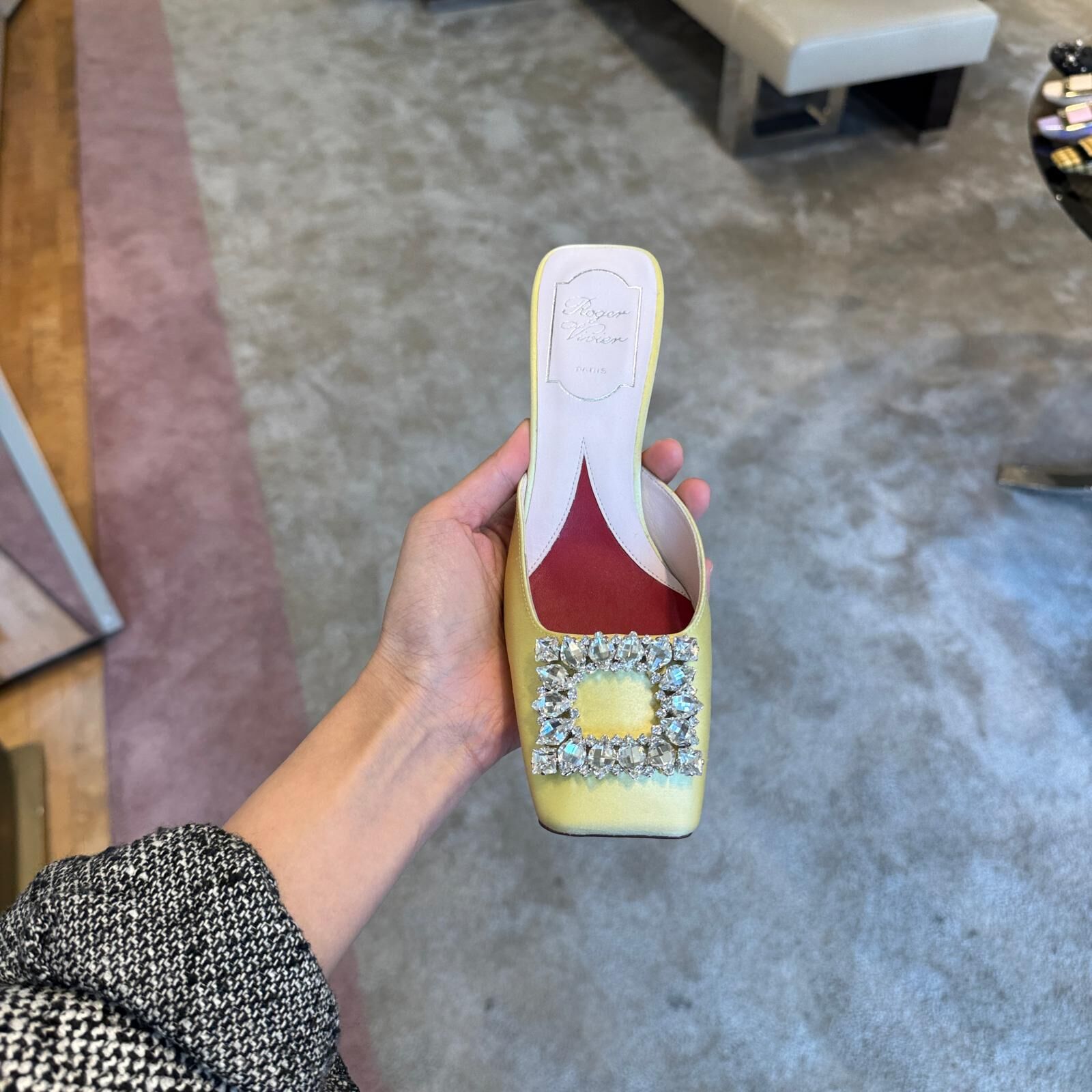 Roger Vivier RV Jewel heel rhinestone buckle mules Yellow