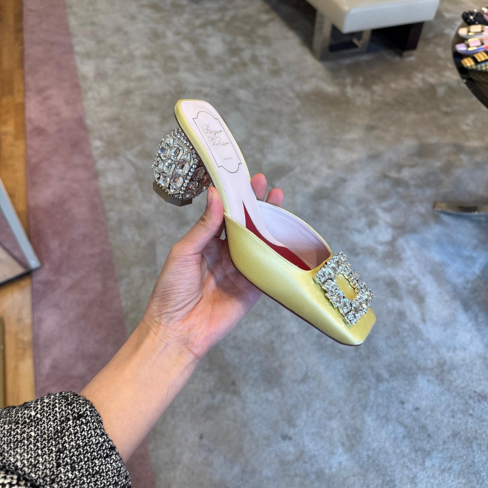 Roger Vivier RV Jewel heel rhinestone buckle mules Yellow