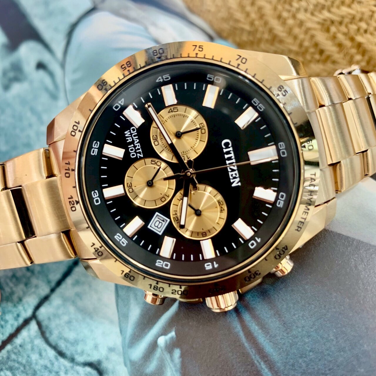 【CITIZEN 星辰】三眼石英計時腕錶AN8233-51E 44mm 現代鐘錶