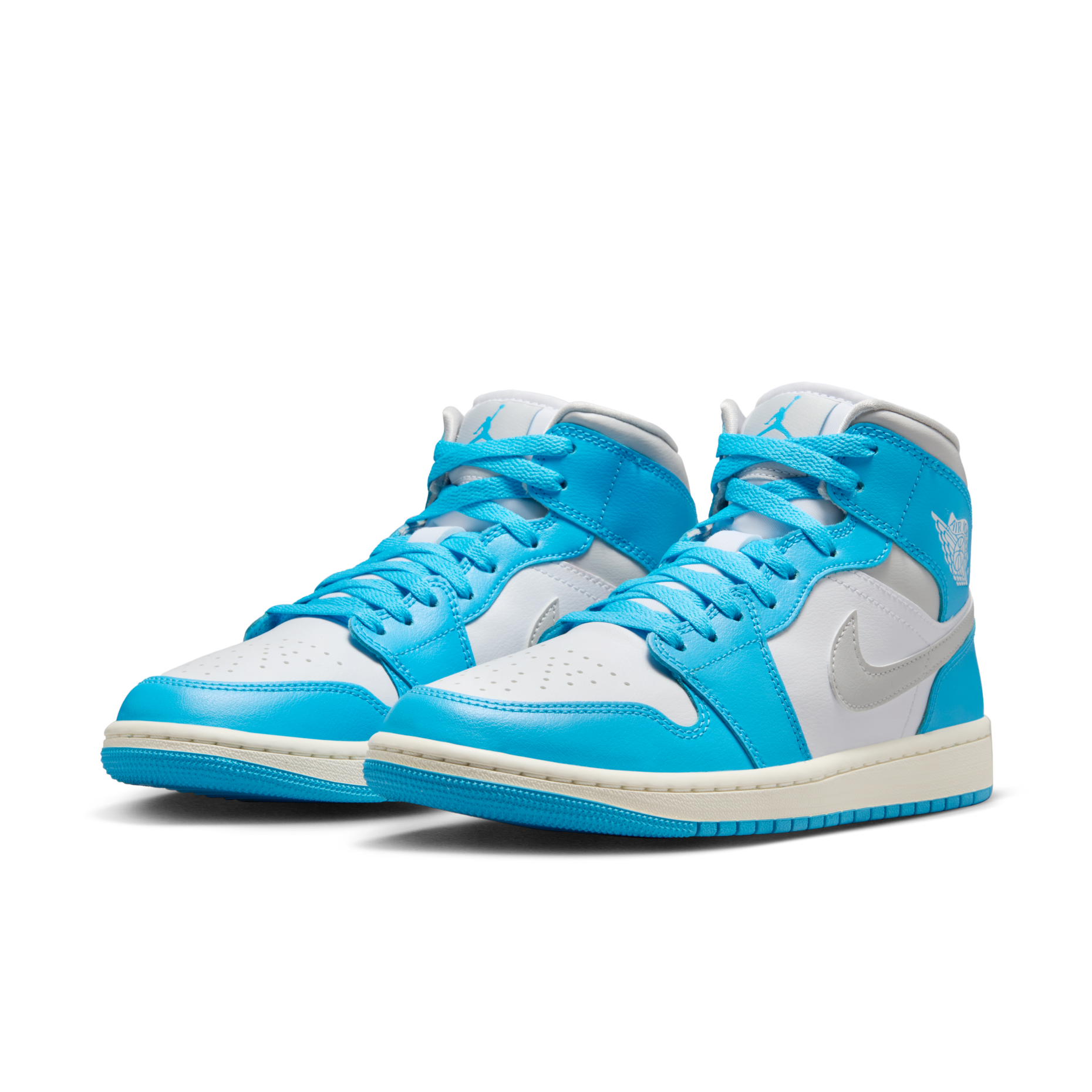 女鞋 NIKE W AIR JORDAN 1 MID 藍灰白 中筒 緩震 皮革 休閒鞋【BQ6472-400】AJ1 AJ1OG